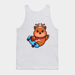 Cute deer play skateboard cartoon Tank Top